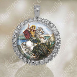 Saint George And The Dragon - Religious Catholic Medal Silver Tone