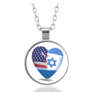 USA israelisch amerikanische Flagge Davidstern Israel Halsketten-Anhänger