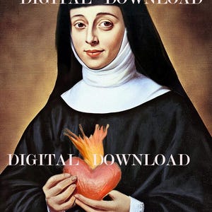 Saint Jane Frances de Chantal religieuze kunstafdruk | Beschermheer van weduwen en trouwe volharding | Digitale download