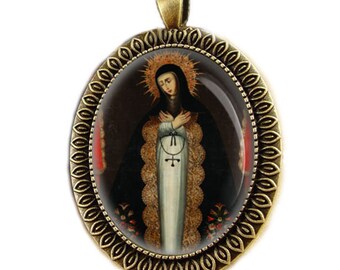 Virgin Mary Our Lady Of Sorrows Medal Catholic Sorrowful Mother Pendant