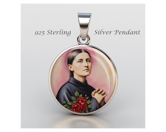 Saint Gemma Galgani Religious Christian sterling silver 925 Christian Medal Patron Pendant  0.8" (20 mm)