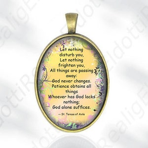 Let nothing disturb you Prayer of Saint Teresa of Avila Christian Catholic Medal Oval Bronze