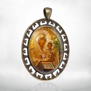 De wonderbaarlijke panagia van Jeruzalem-pictogram orthodoxe hanger Maria-medaille