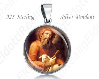St Francis of Paola Sterling Silver Medal Pendant: Religious Patron Saint Jewelry  0.8" (20 mm)