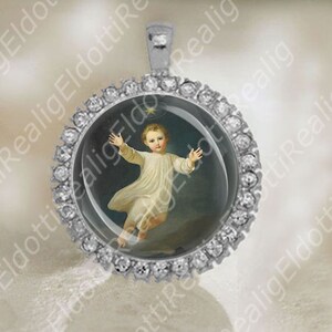 Child Jesus Christ by Melchior Paul Medal Christian Catholic Silver Tone