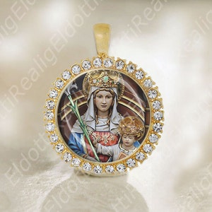 Our Lady of Walsingham Holy Mary Catholic Religious Jewelry Gold Tone Medal