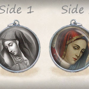 Our Lady of Sorrows Catholic Medal. Mother Mary tears Religious Pendant for Necklace. Catholic Jewelry.