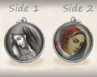 Our Lady of Sorrows Medal: Two Sided Catholic Pendant
