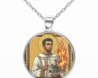 St Lawrence Necklace Religious Pendant Medal
