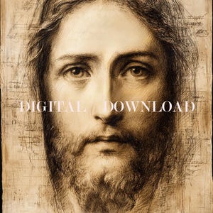 Shroud of Turin Jesus Holy Face DIGITAL DOWNLOAD Religious Art Print Christian