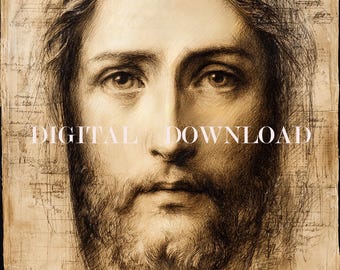 Grabtuch von Turin Jesus Heiliges Gesicht DIGITAL DOWNLOAD Religiöse Kunstdruck Christian