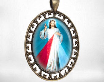 Divine Mercy Catholic Christian Religious Christian Medal Bronze Pendant