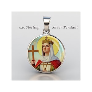 Saint Helena Religious Devotional sterling silver 925 Christian Medal Patron Pendant