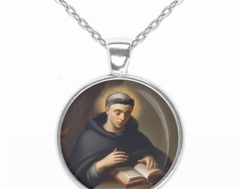 St. Nicholas of Tolentino Necklace Christian Medal Pendant Patron Saint Religious Jewelry