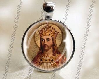 Jesus Christus der König - Christliche katholische Medaille Anhänger Religiöses Cabochon