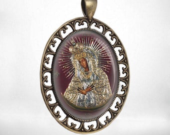Black Madonna Icon Pendant: Our Lady of the Gate of Dawn Medal