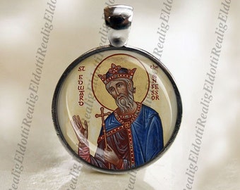 St Edward the Confessor Patron Saint Christian Catholic Medal Charm Pendant For Necklace / Keychain