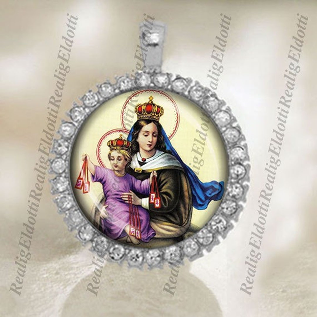 Our Lady of Mount Carmel Christian Catholic Silver Tone Medal Pendant ...