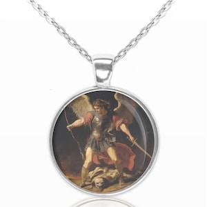 Saint Michael the Archangel and Demon Necklace Pendant
