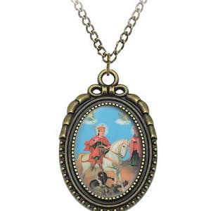 St Abadir Catholic Necklace Bronze Medal w Chain Oval Pendant