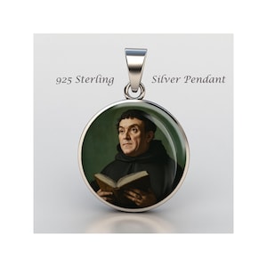 Saint Thomas Aquinas Religious Christian sterling silver 925 Christian Medal Patron Pendant
