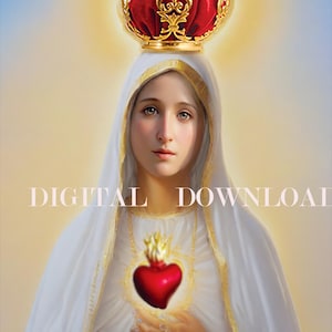 Mary Fatima Catholic Art DIGITALE DOWNLOAD Print, Home Church Decor