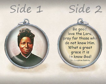 St. Josephine Bakhita Catholic Medal: Christian Double Sided Pendant Charm