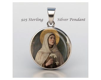 Saint Ada Religious Devotional sterling silver 925 Christian Medal Patron Pendant