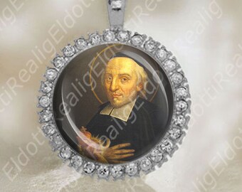 St John Jean Eudes - Christian Catholic Medal Silver Tone Size 34x42mm