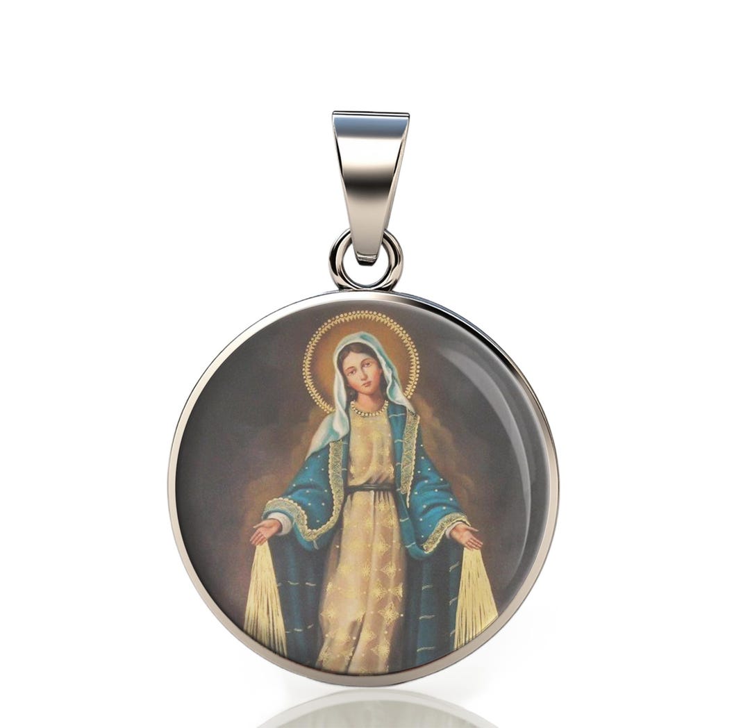 Our Lady Miraculous Medal: Sterling Silver Christian Pendant (20mm) - Etsy