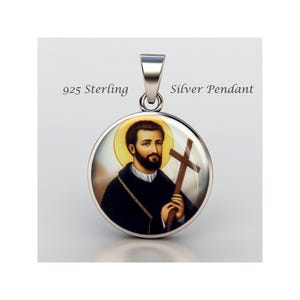 Saint Francis Xavier Religieus christelijk sterlingzilver 925 christelijke medaille patroonhanger