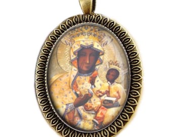 Our Lady of Czestochowa Bronze Catholic Medal Pendant