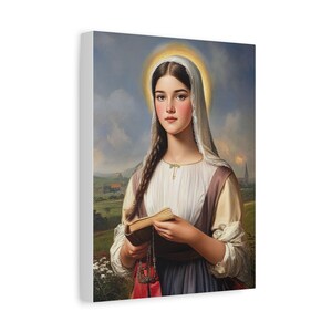St. Genevieve Catholic Canvas Wall Art, Christian Decor