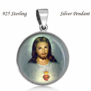The Most Sacred Heart of Jesus 925 Sterling Silver Pendant 20mm - Etsy