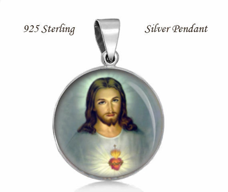 The Most Sacred Heart of Jesus 925 Sterling Silver Pendant 20mm - Etsy