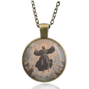 Św. Józef z Kupertynu Katolicki Naszyjnik Religijny Medal Wisiorek Patron Lotników, Latający, Uczący się