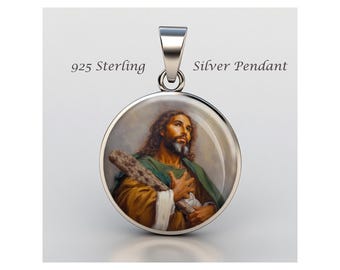 Saint James The Lesser Religious Devotional sterling silver 925 Christian Medal Patron