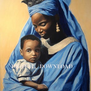 Afrikanische Muttergottes und Jesuskind | Schwarze Haut Mutter Maria - Religiöser DIGITAL DOWNLOAD Print