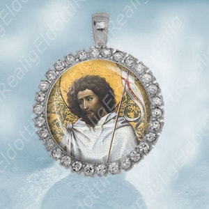 St John the Baptist Christian Catholic Medal Silver Tone Religious Pendant