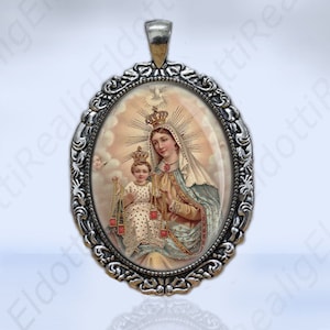 Our Lady of Mount Carmel Catholic Dove Ghost Christian Medal Pendant  Religious Jewelry