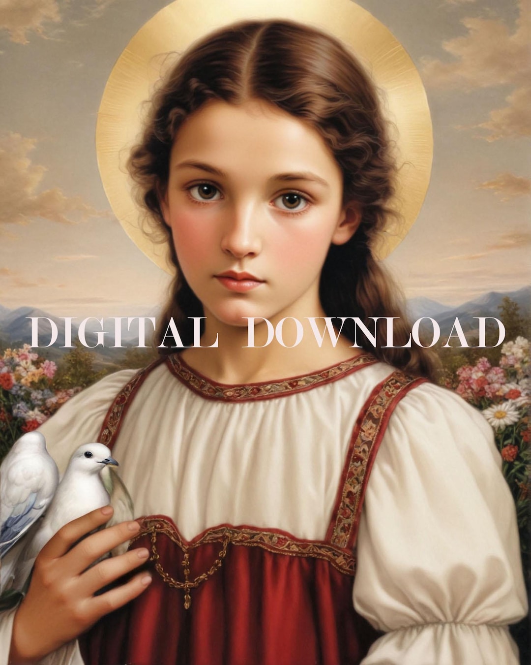 Saint Maria Goretti With Dove Painting DIGITAL DOWNLOAD - Etsy