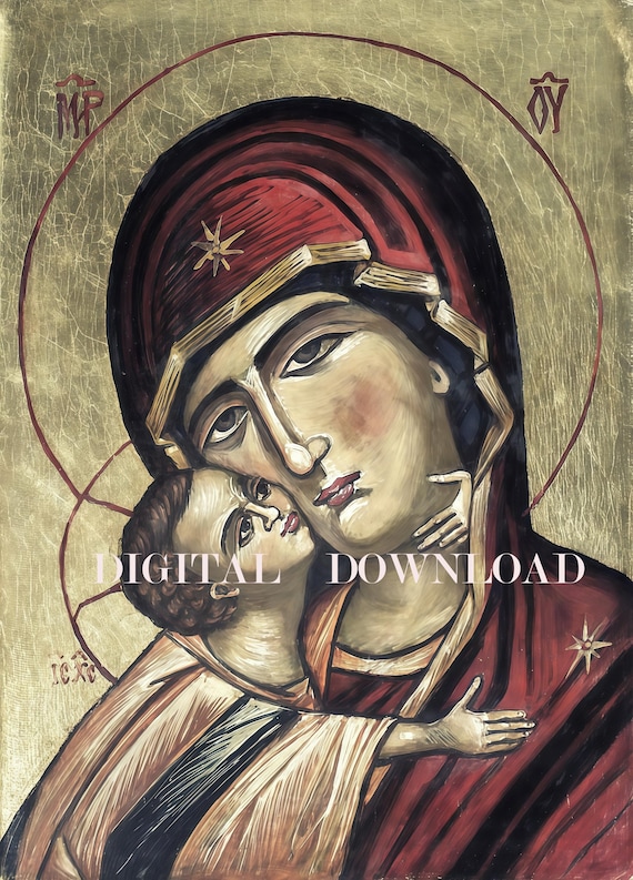 キリストの子を抱く聖母マリアの聖母像 東方正教会の伝統 イコン