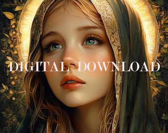 Saint Dymphna-schilderij DIGITALE DOWNLOAD Patroonheilige van de geestelijke gezondheid