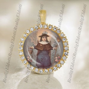 Santo Niño de Atocha / Pingente de Medalha Religiosa Católica em Tom Dourado