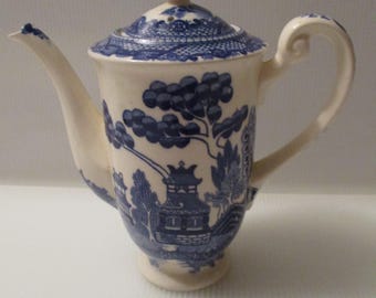 Caffettiera vintage giapponese in salice blu 7 1/2