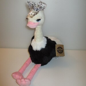 The Petting Zoo Lash'z Ostrich Plush 12" Stuffed Animal, Recycled Materials Retro Toy