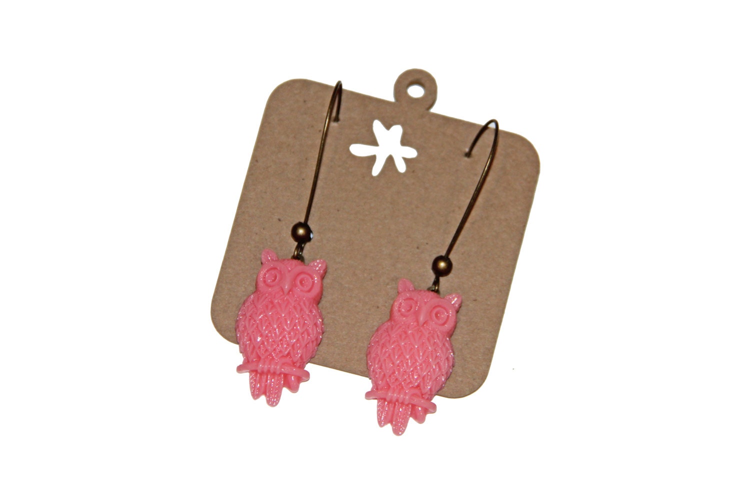 Pink Resin Owl Earrings: Fun Bird Jewelry