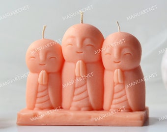 Three praying Buddhist monks 3D silicone mold, candle mold, soap mould, concrete, resin, Buddha, Indian, altar, spiritual, meditation