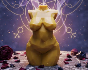 Geometric Goddess Mold, 4inch/100mm plus size torso silicone mould for candles, resin, concrete