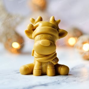 Cute Christmas reindeer FOOD SAFE 3D silicone mold, candle, soap mould, moulds, cartoon deer, Christmas, Santa, new year gift, kids, tiny